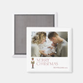 Moderne Nutcracker Frohe Weihnachts-Foto Typografi Magnet (Vorderseite/Rückseite)