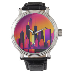 Moderne NYC Skyline Graphic Armbanduhr