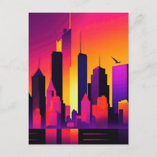 Moderne NYC Skyline Graphic Postkarte