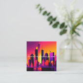 Moderne NYC Skyline Graphic Quadratische Visitenkarte (Stehend Vorderseite)