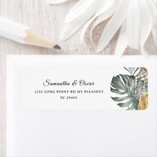 Moderne Oase Aquarell Blume & Blätter Rahmen (Insitu)