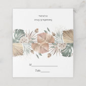 Moderne Oase Aquarell Blume & Blätter Rahmen Platzkarte (Außenseite Aufgefaltet)