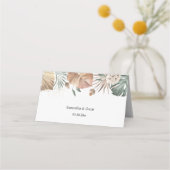 Moderne Oase Aquarell Blume & Blätter Rahmen Platzkarte (Rückseite)