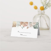 Moderne Oase Aquarell Blume & Blätter Rahmen Platzkarte (Vorderseite)