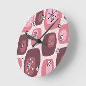 Moderne Oblongs aus dem Mittelalter rosa Runde Wanduhr (Winkel)