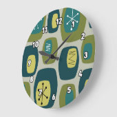 Moderne Oblongs Olive Green Große Wanduhr (Winkel)