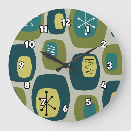 Moderne Oblongs Olive Green Große Wanduhr (Vorderseite)