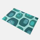 Moderne Oblongs Türkis Fußmatte (Schrägansicht)