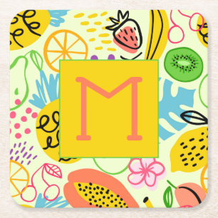 Moderne Obst-Muster Rechteckiger Pappuntersetzer