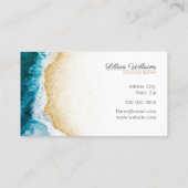 Moderne Ocean Aquamarin Waves Gold Glitzer Ombre K Visitenkarte (Rückseite)