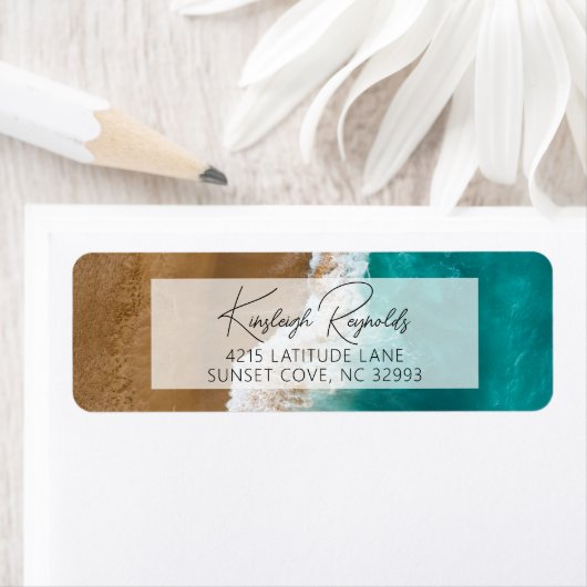 Moderne Ocean Beach Classy Script-Rücksendeadresse (Insitu)