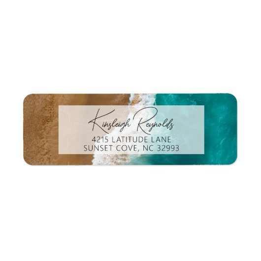 Moderne Ocean Beach Classy Script-Rücksendeadresse (Vorne)