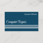 Moderne Ocean Blue Light Gray Streifen Beruflich Visitenkarte (Vorderseite)