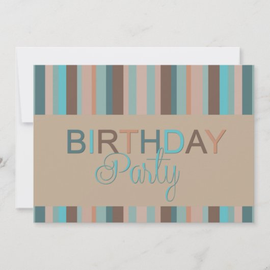 Moderne Ocean Blue Stripes Geburtstagsparty Einladung (Vorderseite)