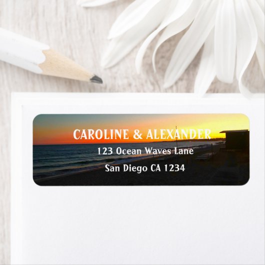 Moderne Ocean Sunset Tropical Beach Rücksendeadres (Insitu)