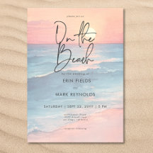 Moderne Ocean Sunset Watercolor auf Beach Wedding