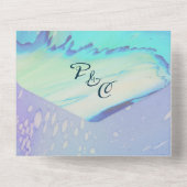 Moderne Ocean Water Blue Abstrakt Beach Hochzeit All In One Einladung (Rückseite)