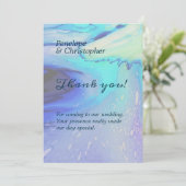 Moderne Ocean Water Blue Abstrakt Beach Hochzeit Dankeskarte (Stehend Vorderseite)