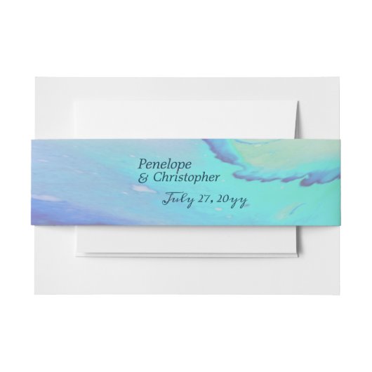 Moderne Ocean Water Blue Abstrakt Beach Hochzeit Einladungsbanderole (Vorderseite Beispiel)