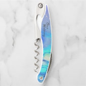 Moderne Ocean Water Blue Abstrakt Beach Hochzeit Kellnermesser (Vorderseite)