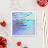 Moderne Ocean Water Blue Abstrakt Beach Hochzeit Serviette (Beispiel)