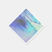 Moderne Ocean Water Blue Abstrakt Beach Hochzeit Serviette (Ecke)