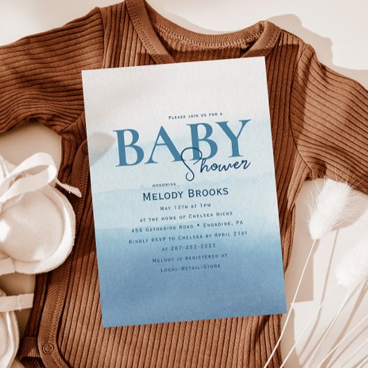 Moderne Ocean Watercolor Babydusche Einladung