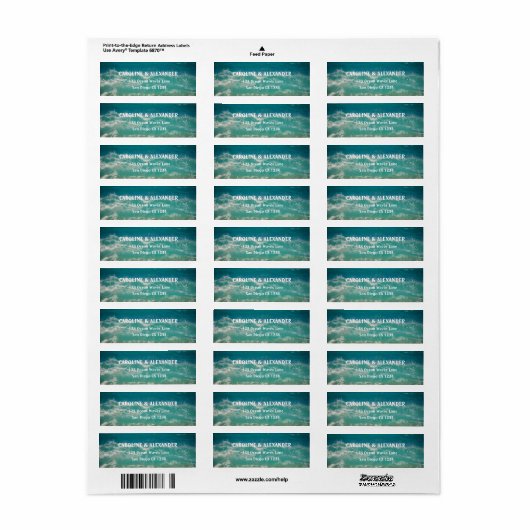 Moderne Ocean Waves Tropical Beach Rücksendeadress (Vorne)