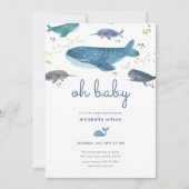 Moderne Ocean Whale Baby Dusche Einladung (Vorderseite)