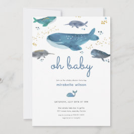 Moderne Ocean Whale Baby Dusche Einladung