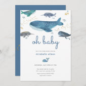 Moderne Ocean Whale Baby Dusche Einladung (Vorne/Hinten)