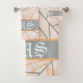 Moderne Ocker- und Gray Geometric Lines Badhandtuch Set (Insitu)
