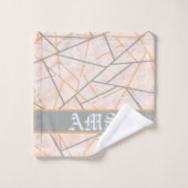 Moderne Ocker- und Gray Geometric Lines Badhandtuch Set (Waschlappen)