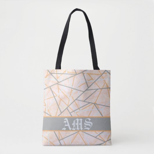 Moderne Ocker- und Gray Geometric Lines Tasche (Vorderseite)