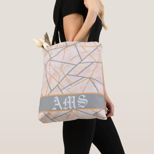 Moderne Ocker- und Gray Geometric Lines Tasche (Von Nahem)