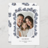 Moderne Octagon Frame und Sprigs Feiertagskarte (Vorne/Hinten)