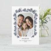 Moderne Octagon Frame und Sprigs Feiertagskarte (Stehend Vorderseite)