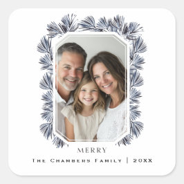 Moderne Octagon Frame und Sprigs Quadratischer Aufkleber