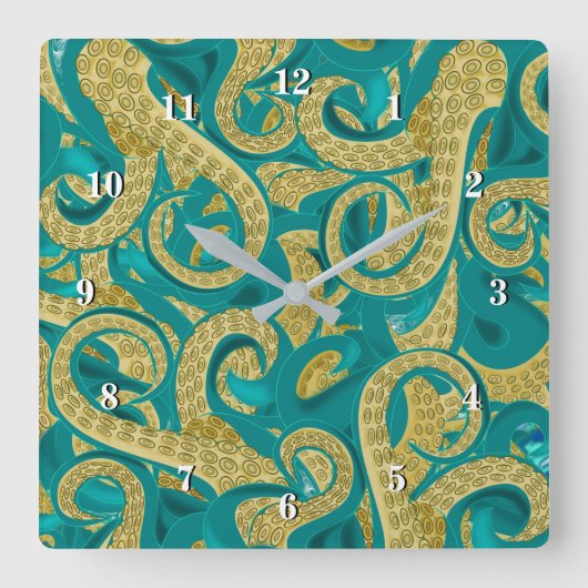 Moderne Octopus Art Wall Clock - Malerei Quadratische Wanduhr (Vorderseite)