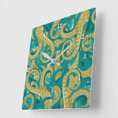 Moderne Octopus Art Wall Clock - Malerei Quadratische Wanduhr (Winkel)