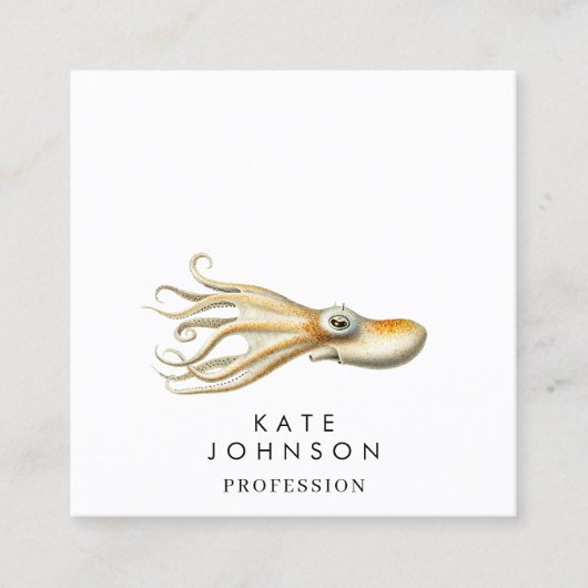 Moderne Octopus Coast QR Code Social Media Quadratische Visitenkarte (Vorderseite)