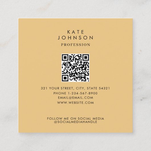 Moderne Octopus Coast QR Code Social Media Quadratische Visitenkarte (Rückseite)