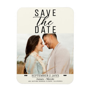 Moderne Off White Save the Date Hochzeitsfoto Magnet