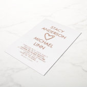 Moderne offene Herz Hand gezeichnet Hochzeit gepre Folieneinladung (Gedreht)