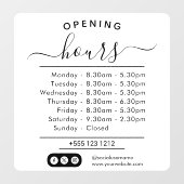 Moderne Öffnungszeiten Elegantes Skript Kleines Un Fensteraufkleber (Blatt)
