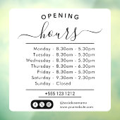 Moderne Öffnungszeiten Elegantes Skript Kleines Un Fensteraufkleber (Blatt 3)