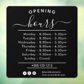 Moderne Öffnungszeiten Elegantes Skript Kleines Un Fensteraufkleber (Blatt 3)