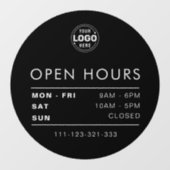 Moderne Öffnungszeiten mit Logo Fensteraufkleber (Blatt)