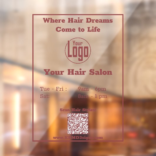 Moderne Öffnungszeiten QR-Code Salon Fensteraufkleber (Blatt 2)