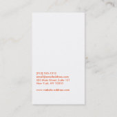 MODERNE OFFSET WEISSE BLUME auf ORANGE Business Ca Visitenkarte (Rückseite)